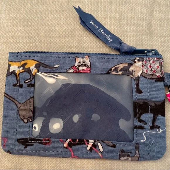 Vera Bradley Zip ID Case with Key Ring in Cats Meow.  NEW - Picture 3 of 6